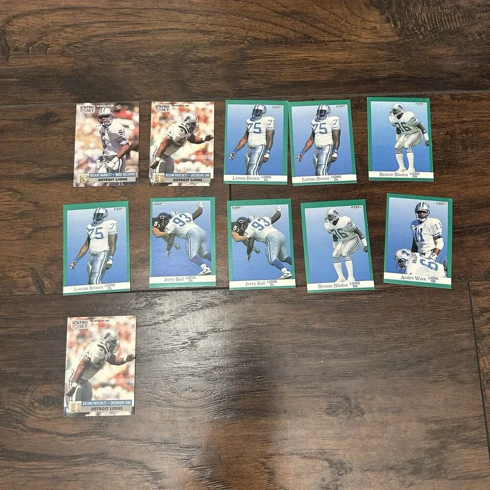 1991 Detroit Lions Football Card Lot Of  11 Trading Cards